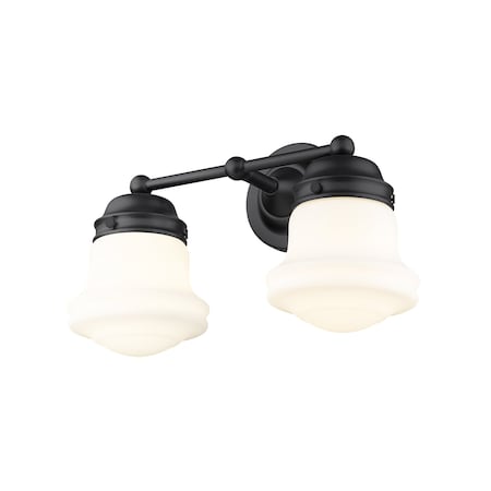 Z-Lite Vaughn 2 Light Vanity, Matte Black & Matte Opal 735-2V-MB